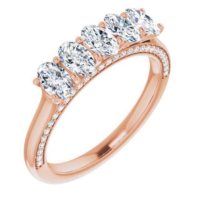 1.29 ct. Oval and Round Cut Diamond Wedding Band 5 Stone Anniversary Ring-VIRABYANI